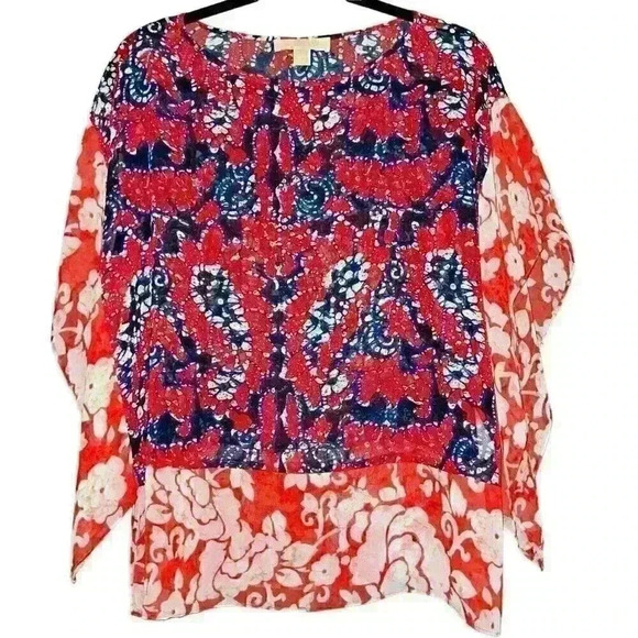 Michael Kors Sz S/M Sheer Tunic Top Boho Cruise Party‎ - Picture 1 of 11